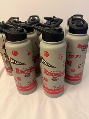 Houston Rockets Stainless Steel Water Bottle - Gray & Red 1971 Quantity of 10